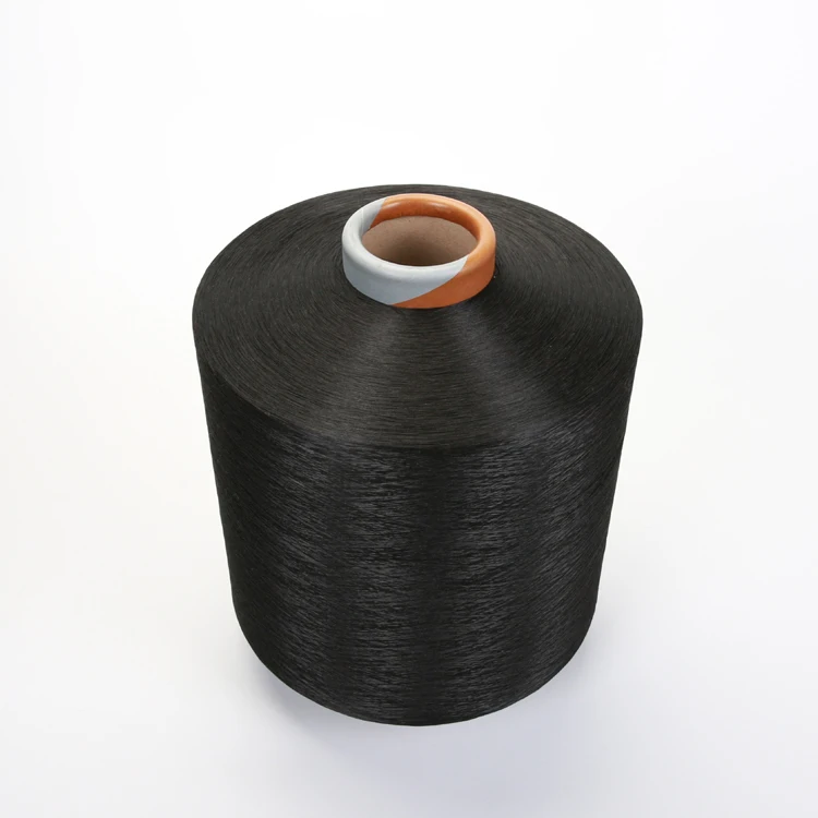 China factory 300d 96f recycled black polyester yarn high intermingle for elastic webbing