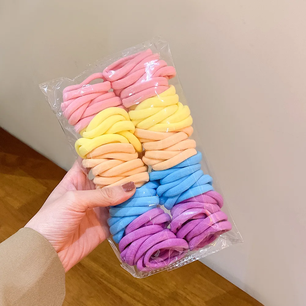 4.5cm Seamless Colorful Black Elastic Hair Ties Headband Rubber Band for Thick Curly Accessories