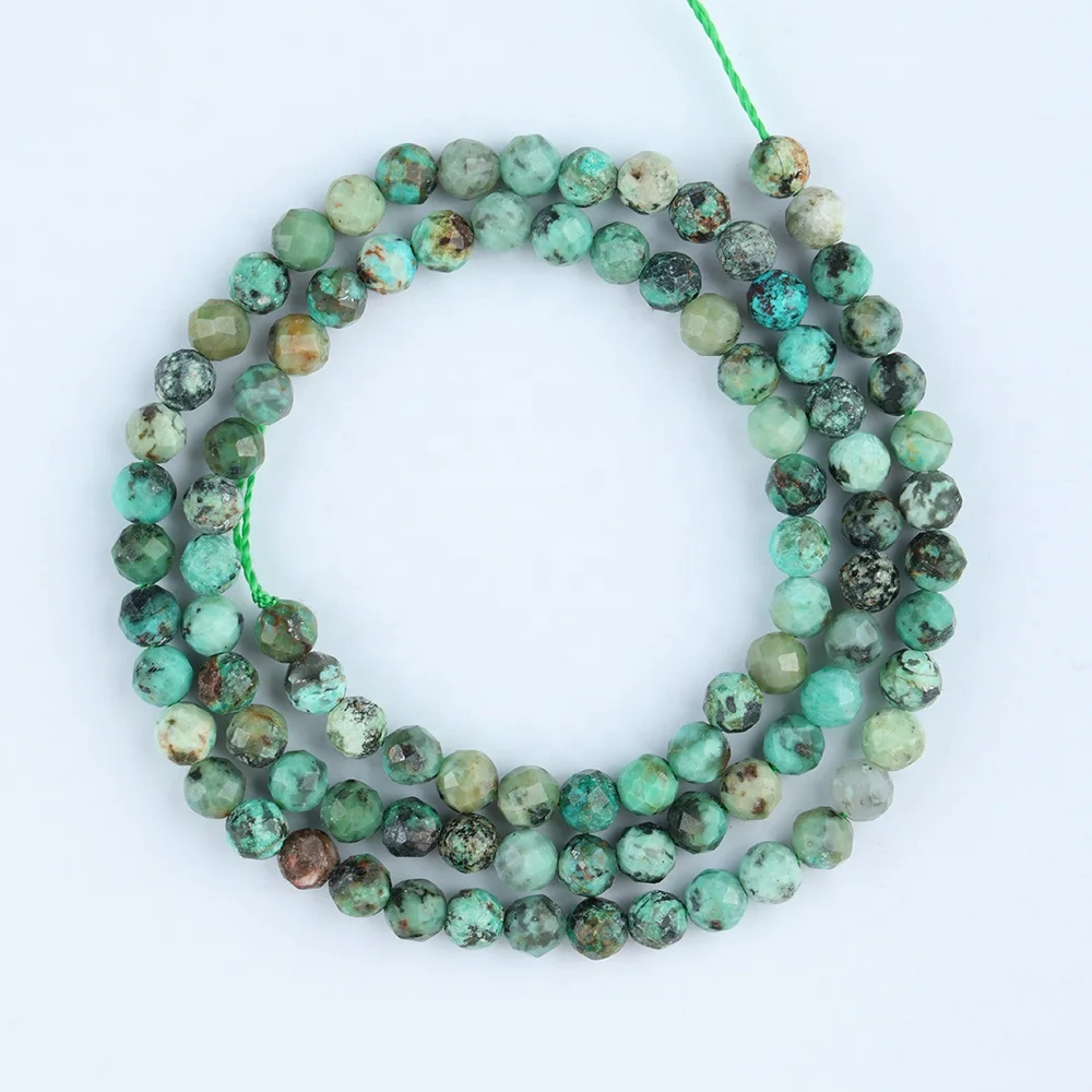 JSES Natural Stone 4.5mm Chrysocolla Turquoise Faceted Loose Beads for Jewelry Making Wholesale Crystal Beads DIY Accessories