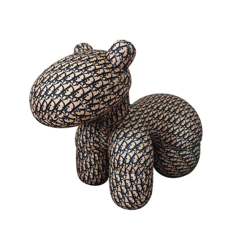 Antique armchair furniture FRP frame leisure children plastic stools comfy velvet animal shape pony small accent chairs