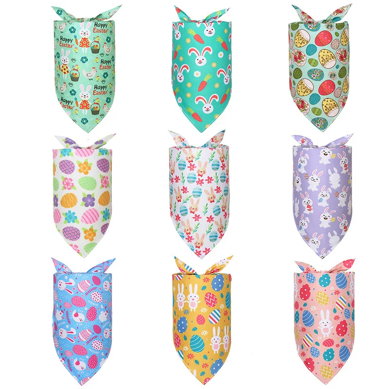 Pet Saliva Towel Easter Rabbit Easter Eggs Pet Scarf Dog Triangle Towel Cute Cat Clothing Bibs Pet Products