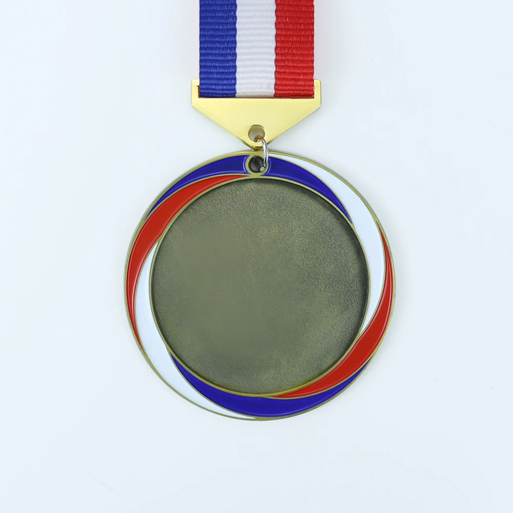 Custom Medallas Award Metal Gold Ribbon Sport Blank Trophies and Medals in color