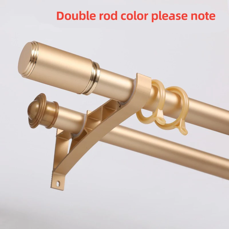 2023 double supports extendable black iron metal curtain rod poles for windows