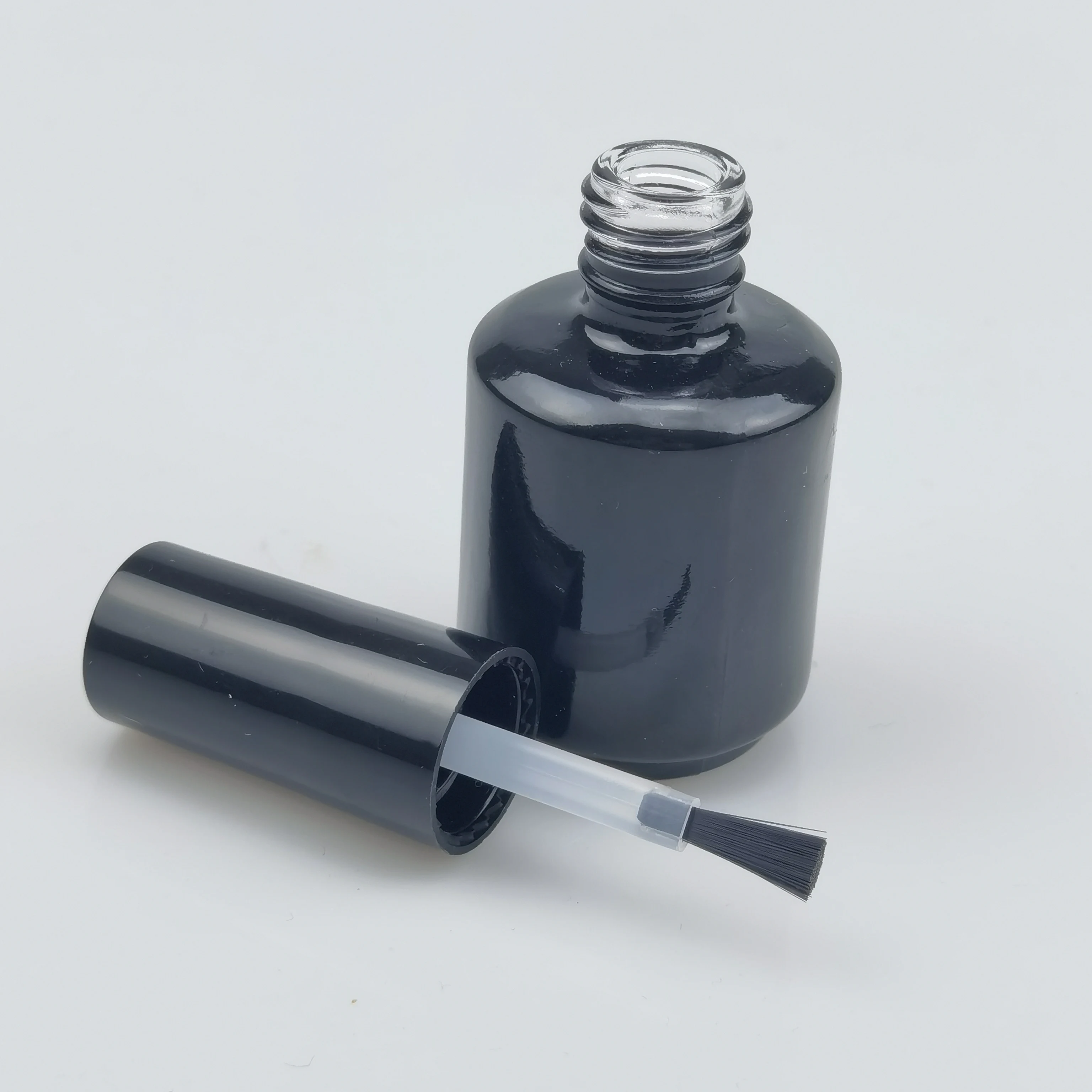 High Quality 5ml 10ml Round Square Empty Round Shape Nail Gel Polish Glass Bottle With Plastic Brush Cap