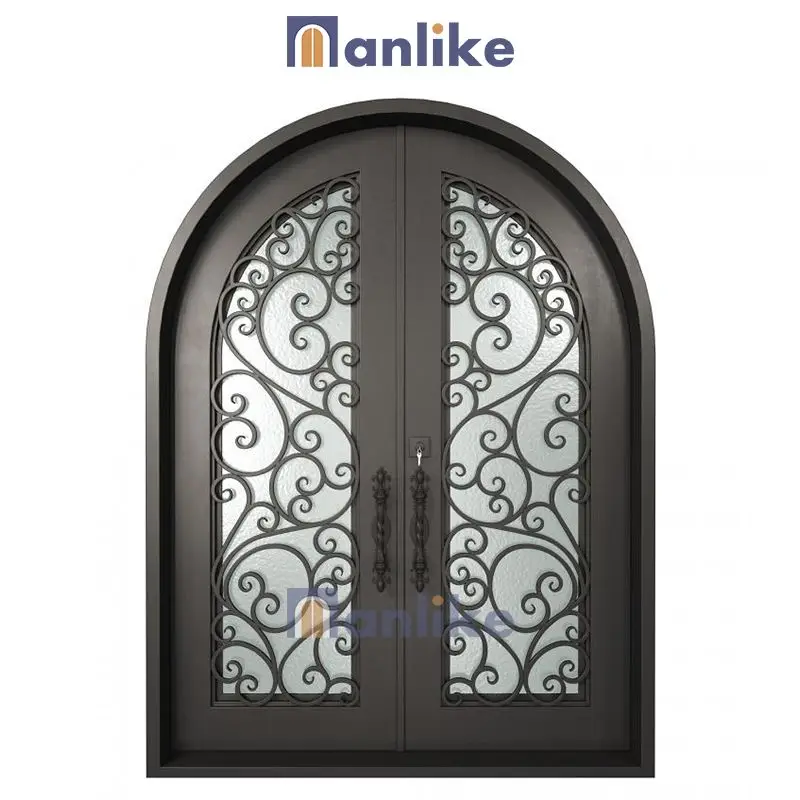 Anlike Villa Arches Modern Entry Security Smart Lock Garden Custom Cast Wrought Iron Door Design Pictures