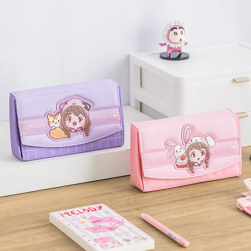 Cartoon Large Capacity Pencil Case: Cute Envelope-Style Stationery Organizer, Perfect for School Supplies