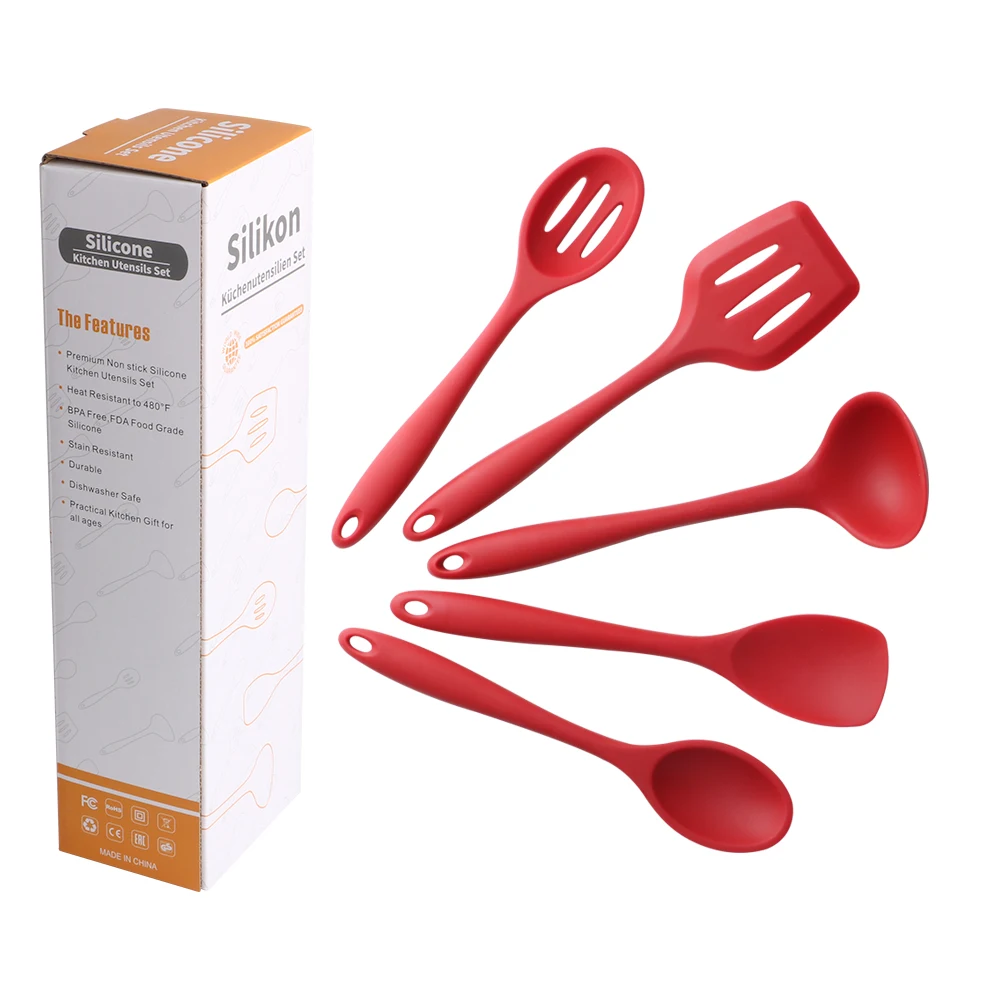 Kitchen Utensils 5pcs Black Environmental Friendly Silicone Kitchenware