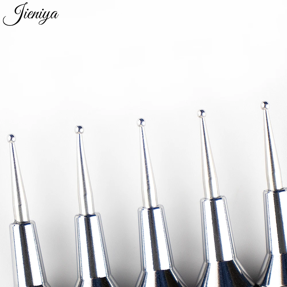 Jieniya High Quality Double End Nail Painting colorful handle kolinsky French brushes Nail Art Dotting Tool
