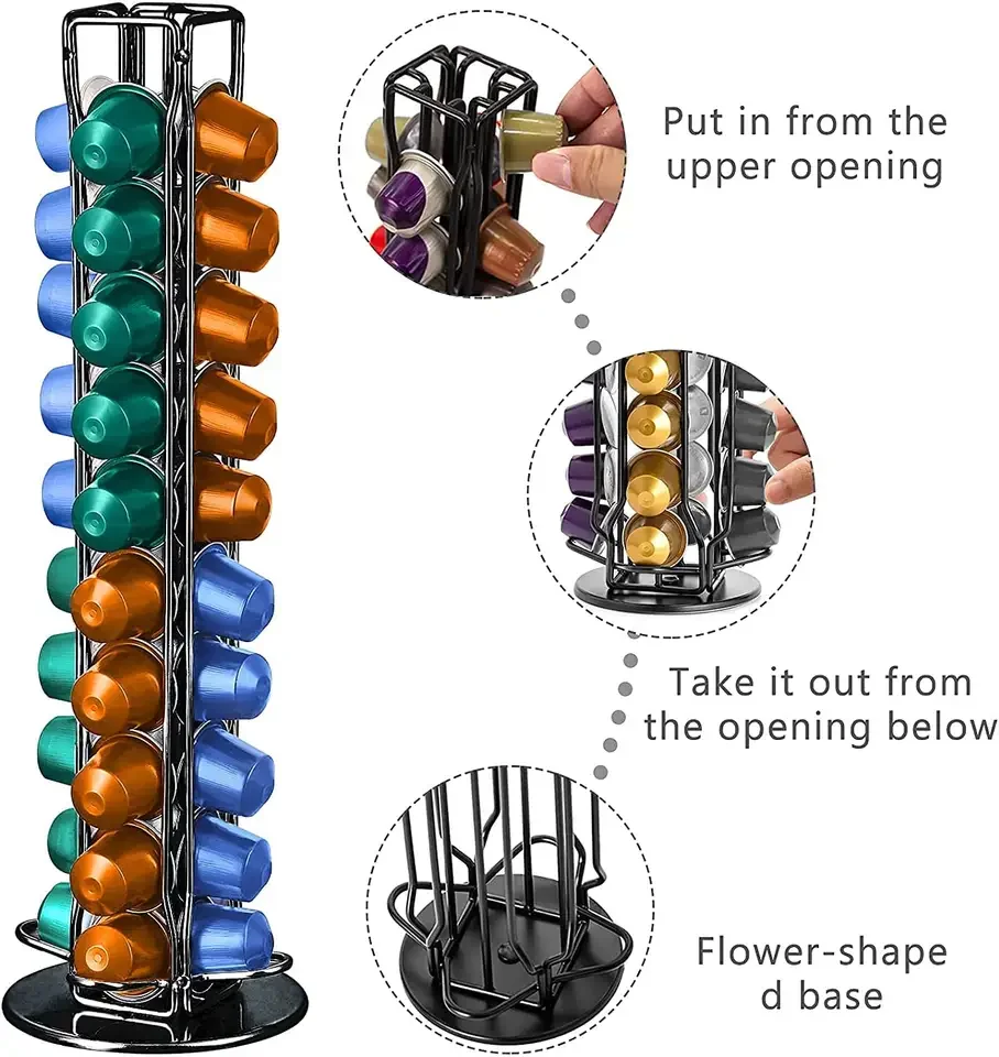 new design modern gold rotating mobile coffee capsule holder for sale