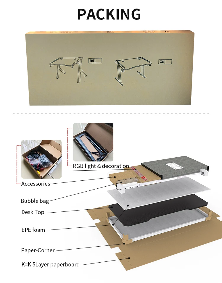 AOR ESPORTS Amazon Hot Selling Iron Metal Wooden Cherry Color Computer desk