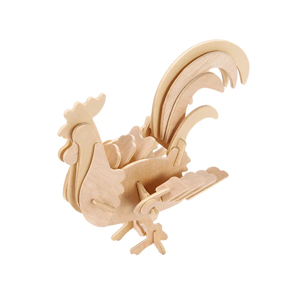 3D Wooden Toys rooster Animal  puzzle Toy for educational game chinese zodiac animal models 3D Puzzle Model DIY Painting kits
