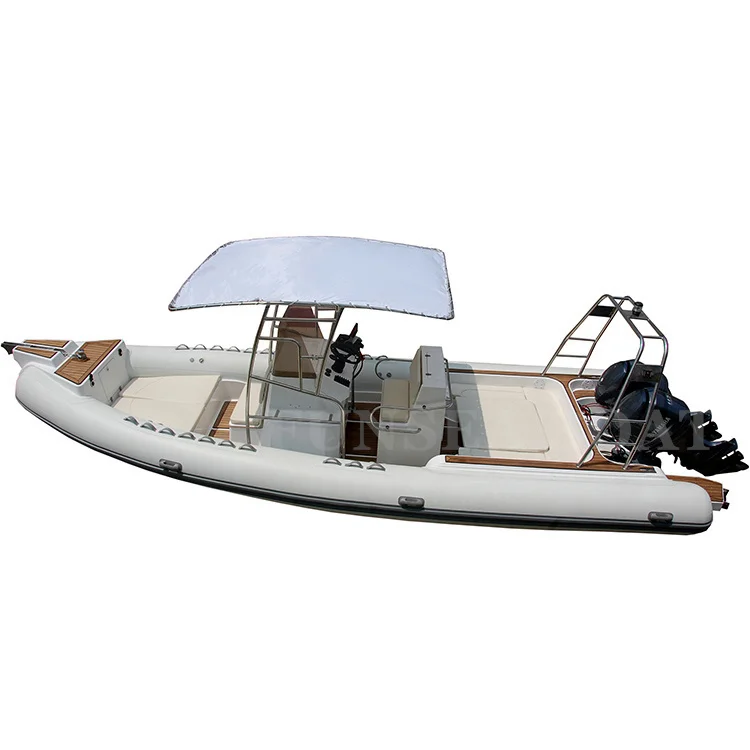 Trade luxury speed rigid rib 860 inflatable outboard motor pontoon boat with tent for sale in fishing