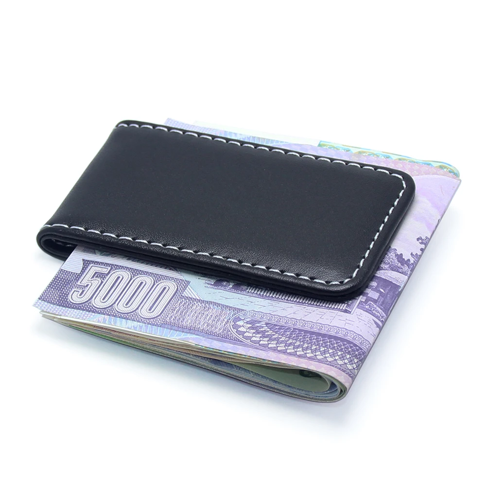 
Bifold Wallet Vintage Mini Magnet Leather Wallet Women Men Money Clip Pocket Purse Unisex Simple Cash Holder Money Clip Leather 