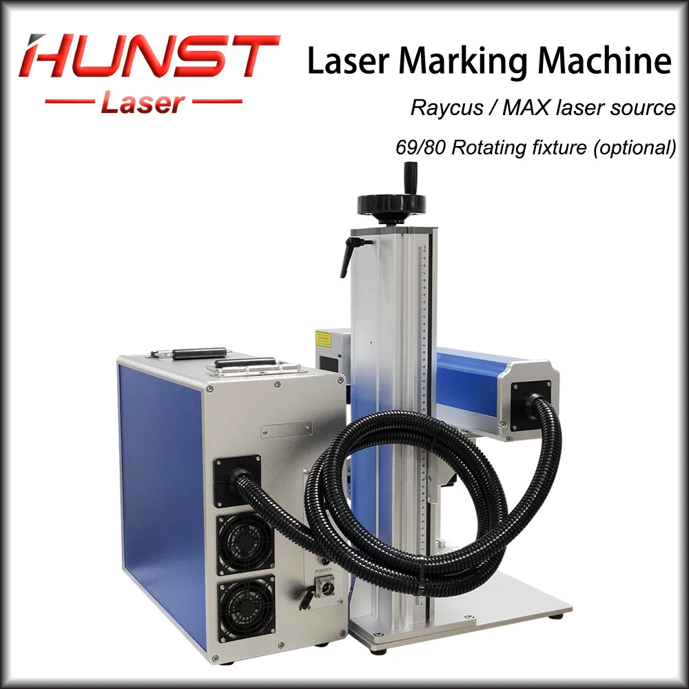 Hunst 20W 30W 50W Fiber Laser Marking Machine Raycus 100*100mm-300*300mm Working Area for DIY Marking Metal Stainless Steel