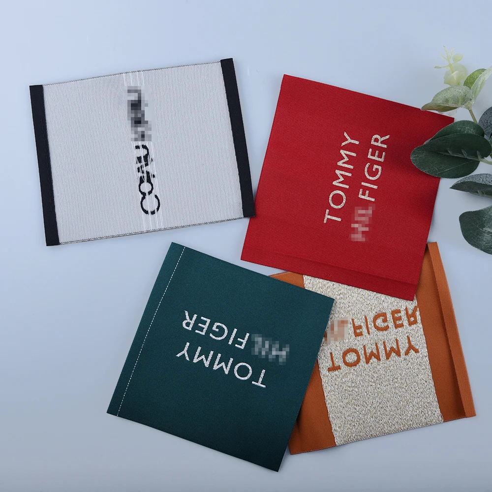 Factory Weaving Labels Machine Satin Making Damask Woven Label Garment Clothing Labels