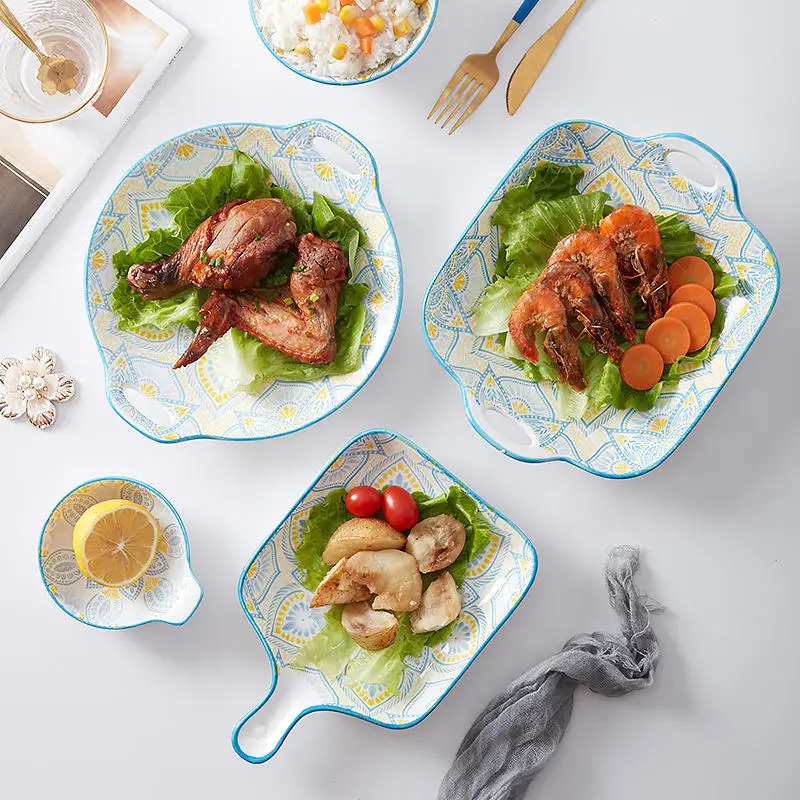 Bohemia style ceramic dinnerware sets dishes & plates porcelain set of 15 pcs for household under glazed cookware sets