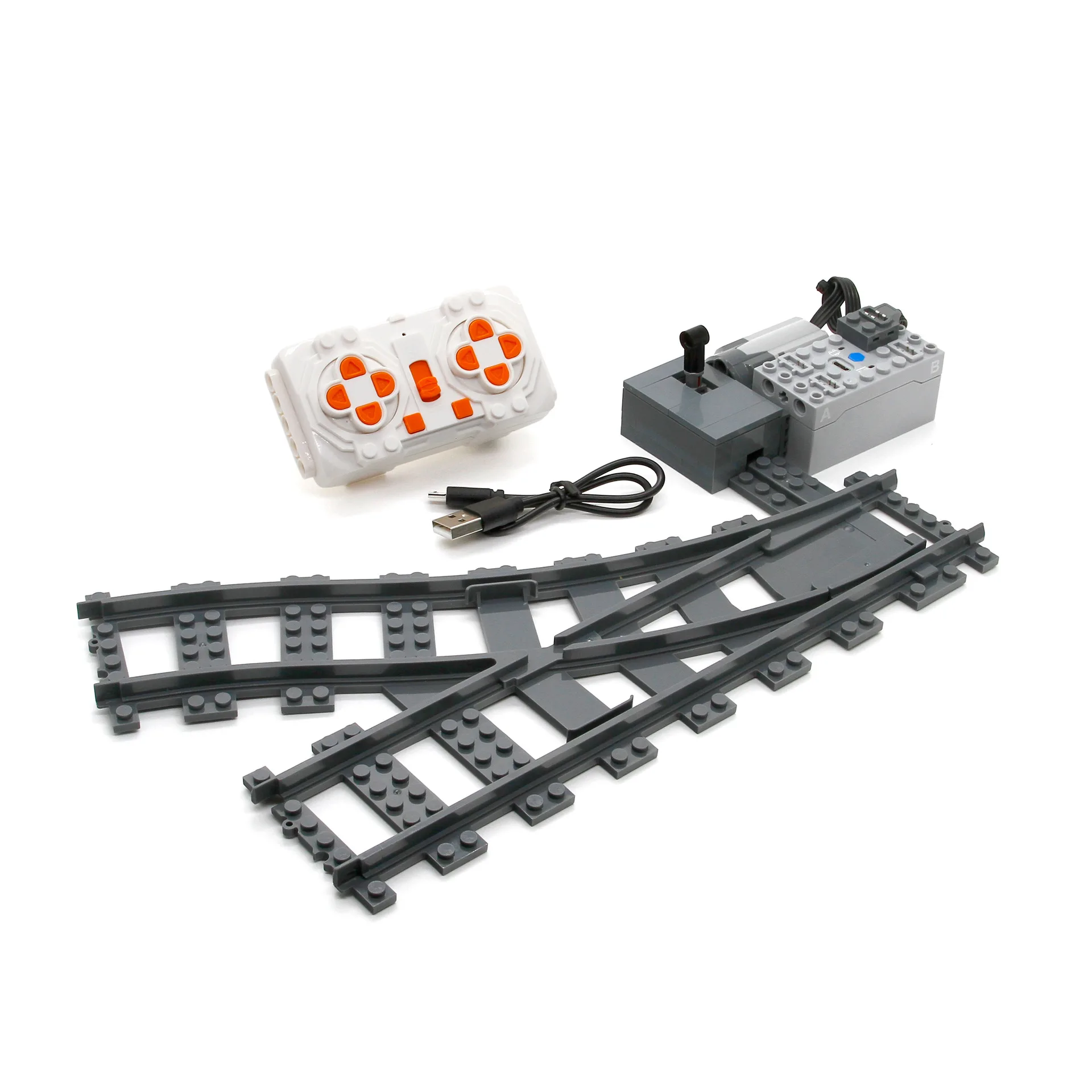 RC Motor Train Track Change Device Left Right Fork Rails Building Block DIY Train Brick Toys Made of Plastic for Urban Trains
