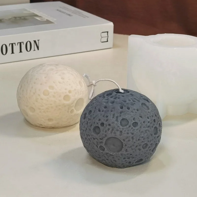 DM343 New Earth Moon Face Ball Shape Molde Para Velas 3D Beeswax Mold DIY Resin Epoxy Silica Gel Plaster Candle Making Tool