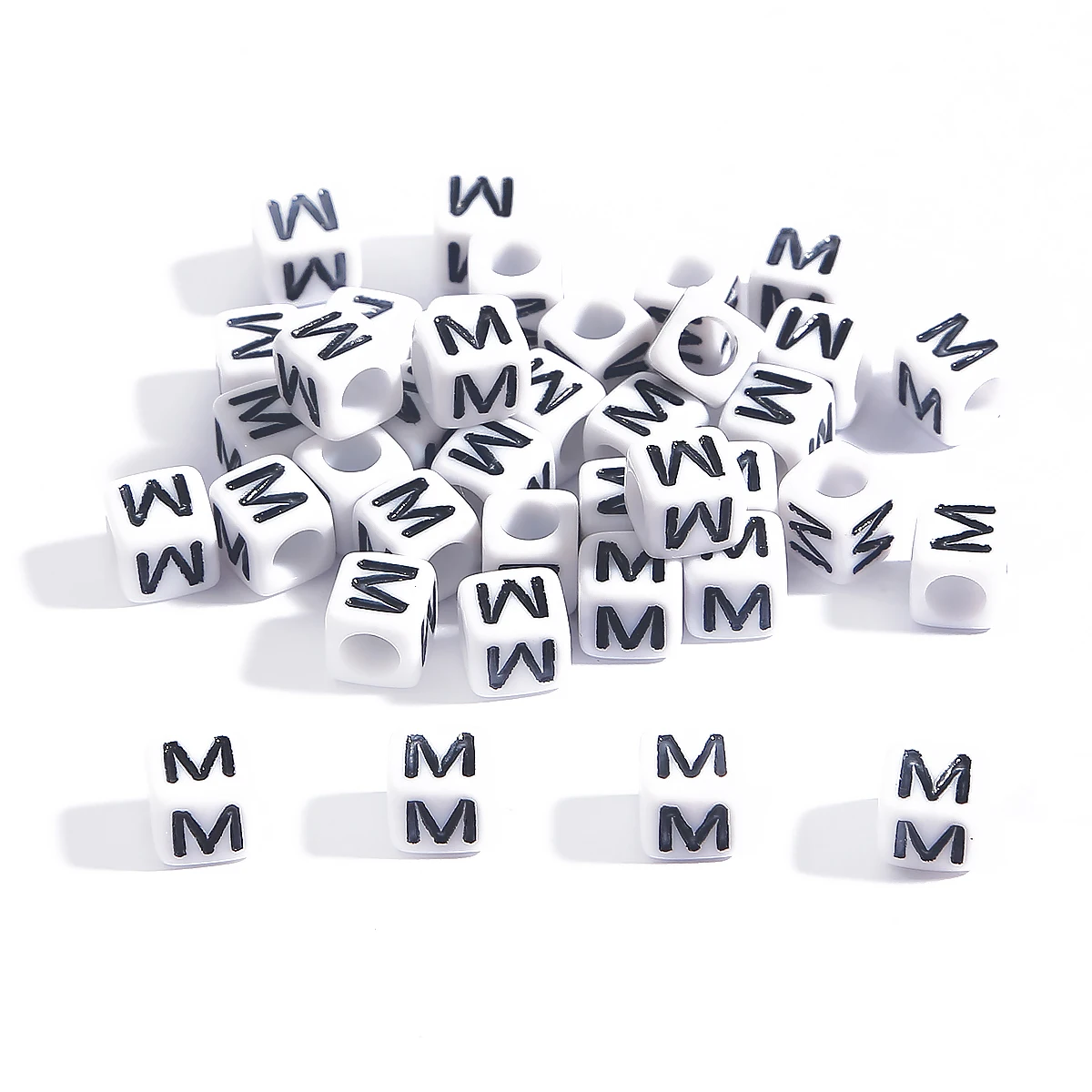 100pcs/Pack 6x6mm Plastic Acrylic English White Cube Letter Beads Alphabet Beads Text Beads