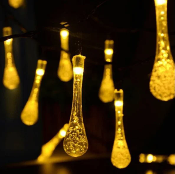 
Holiday Decoration Outdoor Waterproof Solar Garden Lights Multicolor Water Drops Led Solar String Lights For Christmas 
