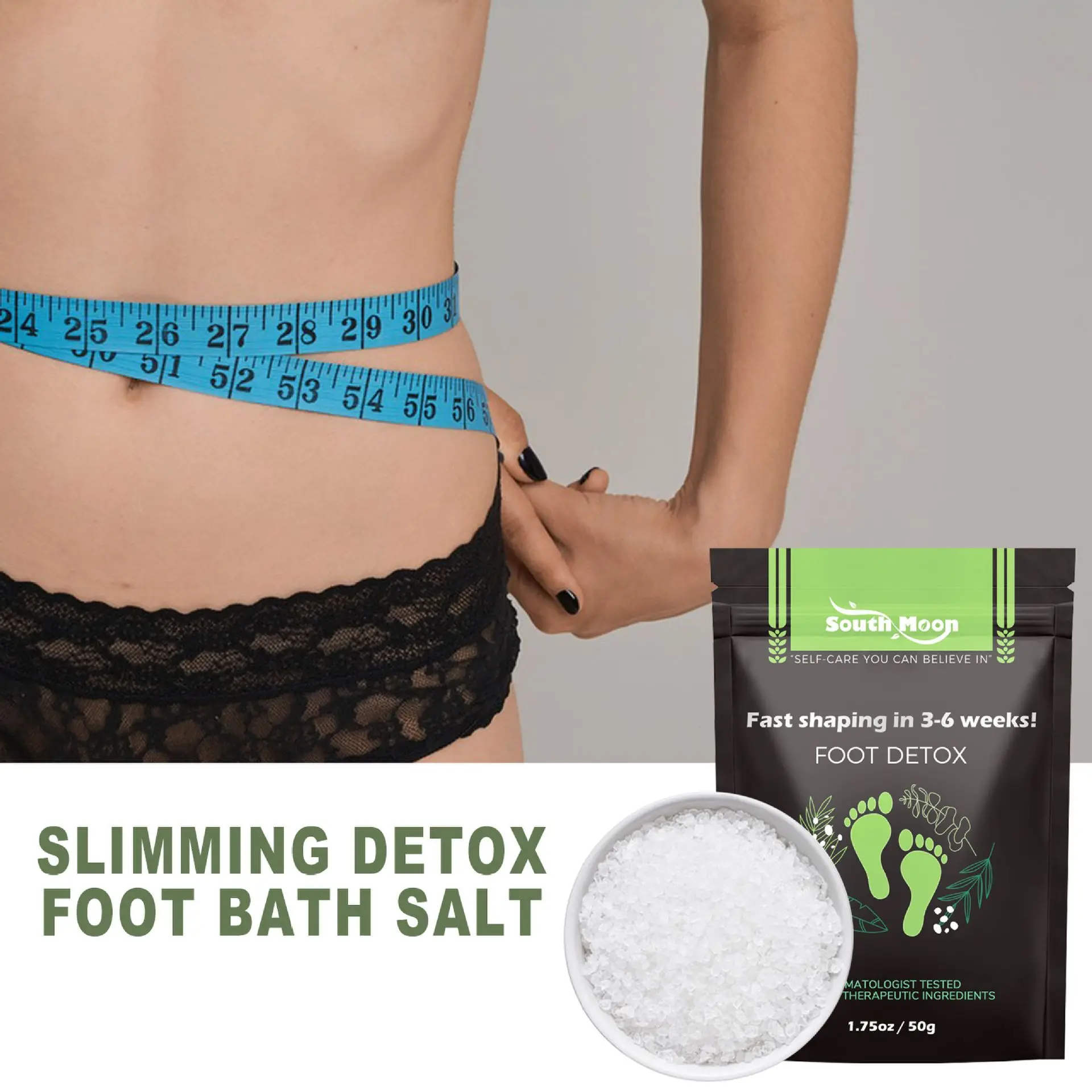 EELHOE Fat Burning Foot Bath Salt Soak Fast Slimming Ginger Detox Salt Foot Soak Body Detox Stress Relax Weight Loss Health Care
