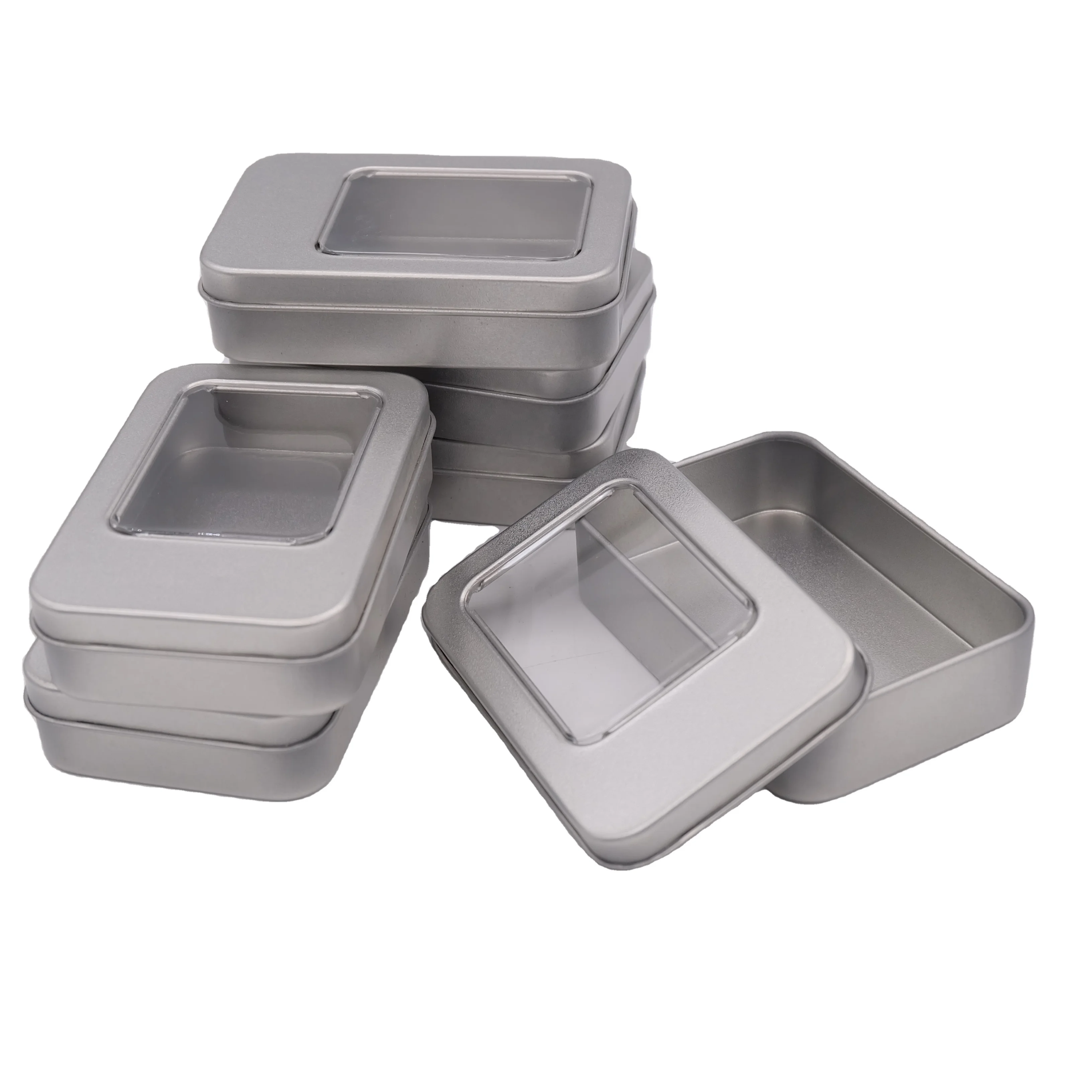 Factory Wholesale Custom Small Gift Rectangular Metal Box With Clear Window