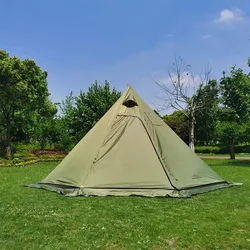 MCETO Pyramid Octagon Shape Hot Tent Adventure Wild Camping Tent With Stove Hole Hunting Hiking Snow Skirt Big Space 400PRO