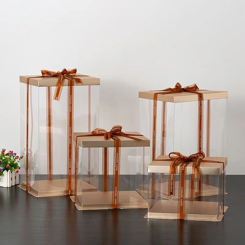 Wholesale Cheap High Quality Cake Box Plastic Birthday Custom Transparent Cake