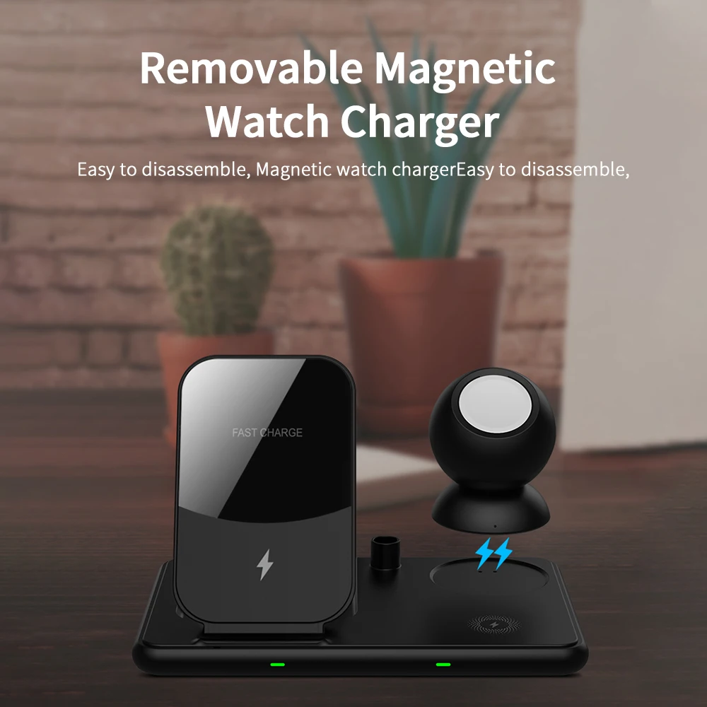 Лидер продаж Amazon, складной магнитный сотовый телефон на большие расстояния 10 Вт 15 Вт, 4 в 1, 3 в 1, быстрая Беспроводная зарядная станция Qi