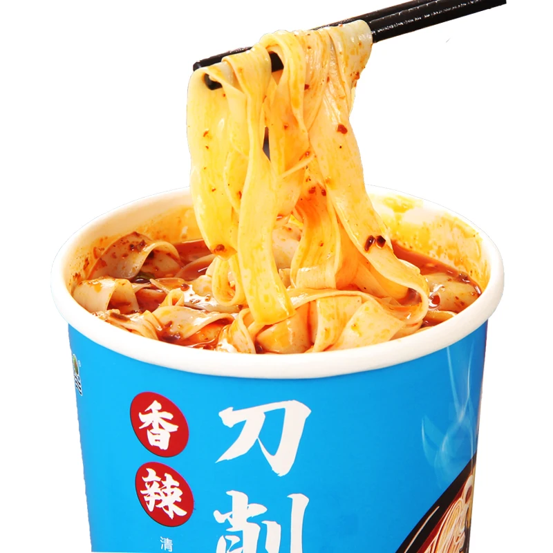 Convenient Halal Instant Wide Sliced Noodles Chinese Spicy