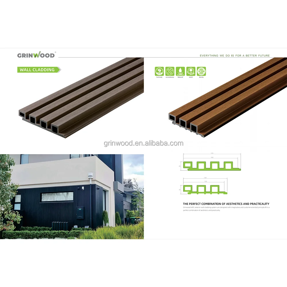 High density decorative fluted boards wall cladding wpc outdoor wall panel