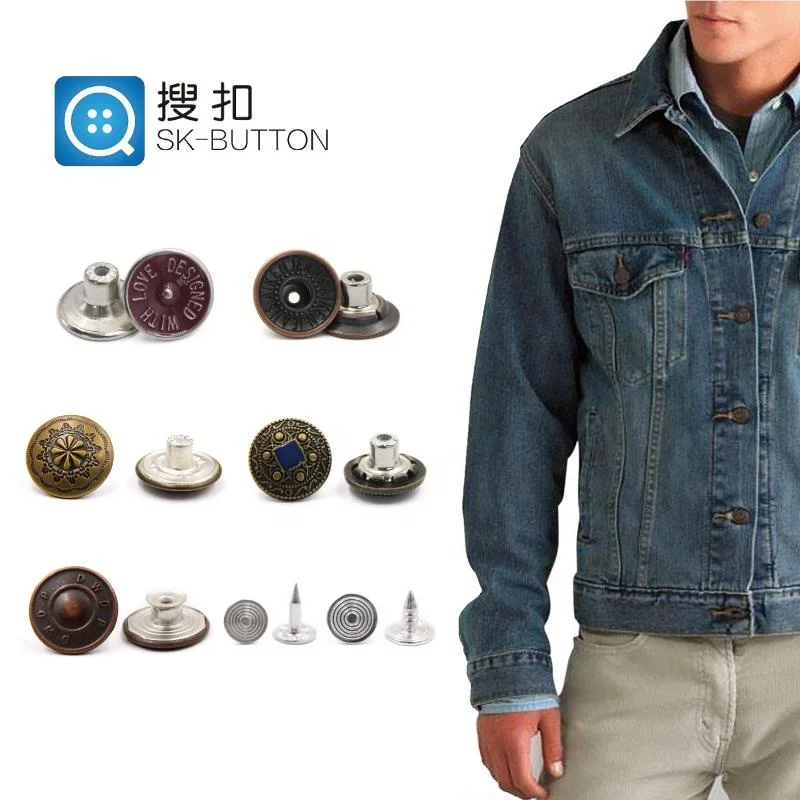 Factory direct sales customized logo copper zinc alloy jean metal jeans buttons men wholesale jeans button