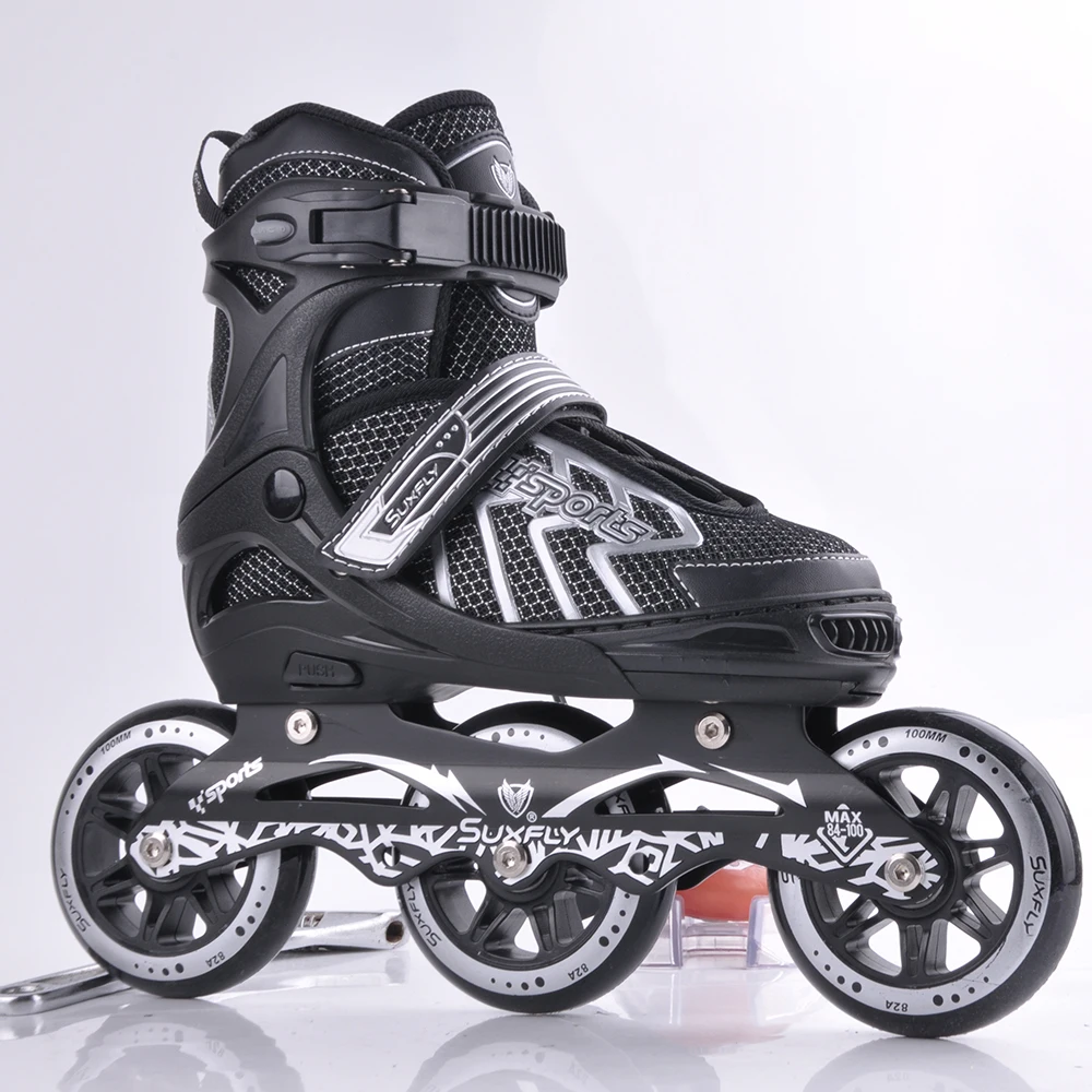 2021 Popular Classic Big 3*100 mm Wheels Mesh Leather Adjustable Size Inline Skates Blue Pink Grey Green