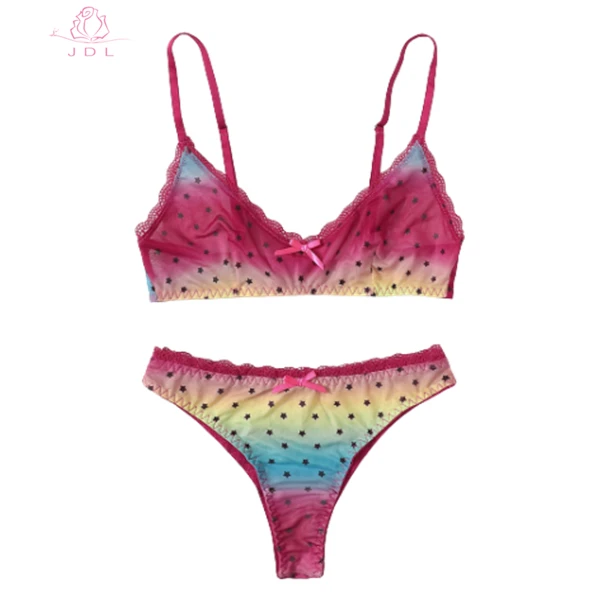 S-L Factory Direct Sale Teenage Wireless Bra And Underwear Lace Bra And Panty For Girls