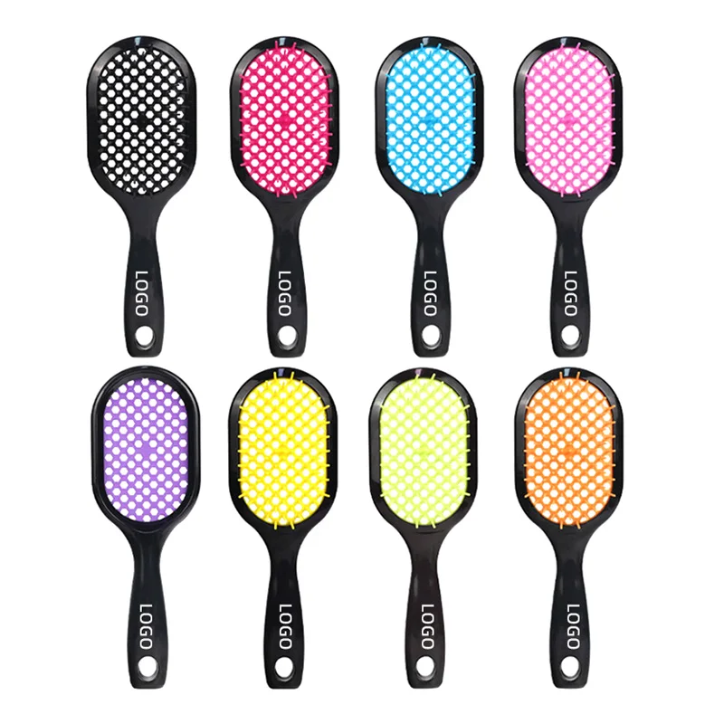 Hot-selling Hollow Detangling Massage Scalp Custom Vented Hair Brush Thick Hair Brush Comb ABS Shower Vet Use Vent Curly