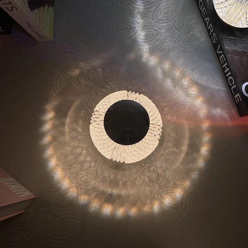 Modern Simple Creative  Crystal Round Acrylic Lamp LED Rechargeable Touch Nordic Living Room  Night Light AC/DC Charging