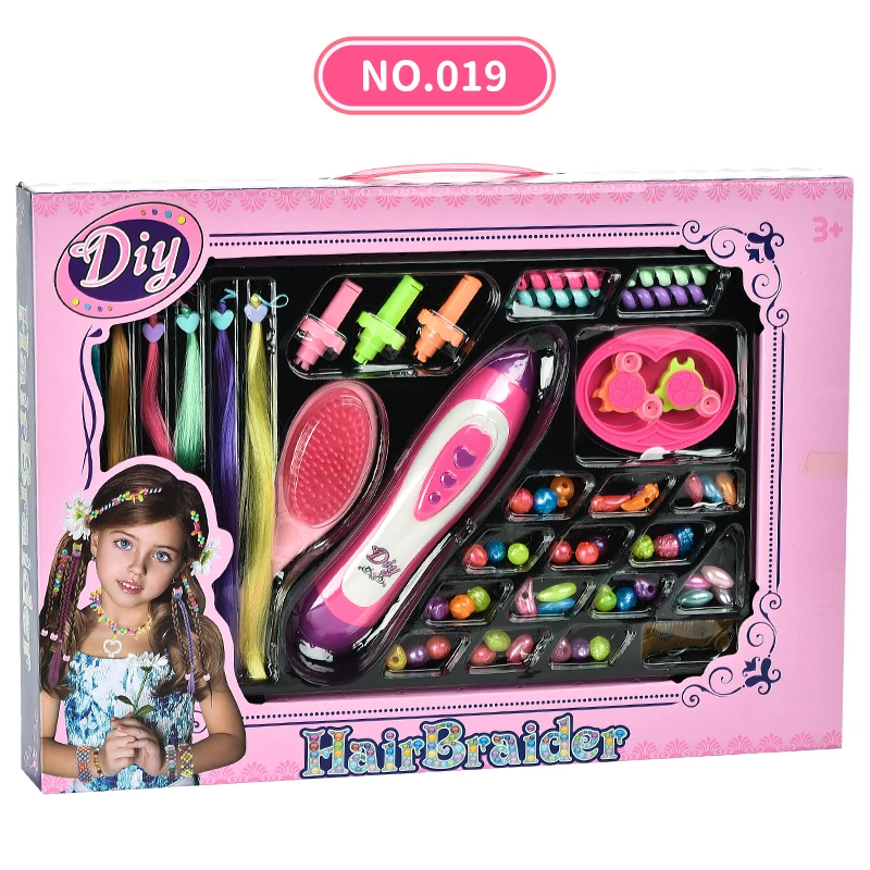 2023 Hot Sale Electric Diy Plastic Pretend Play Kit Jewelry Bead Hair Braiding Toy Set For Girl Toy
