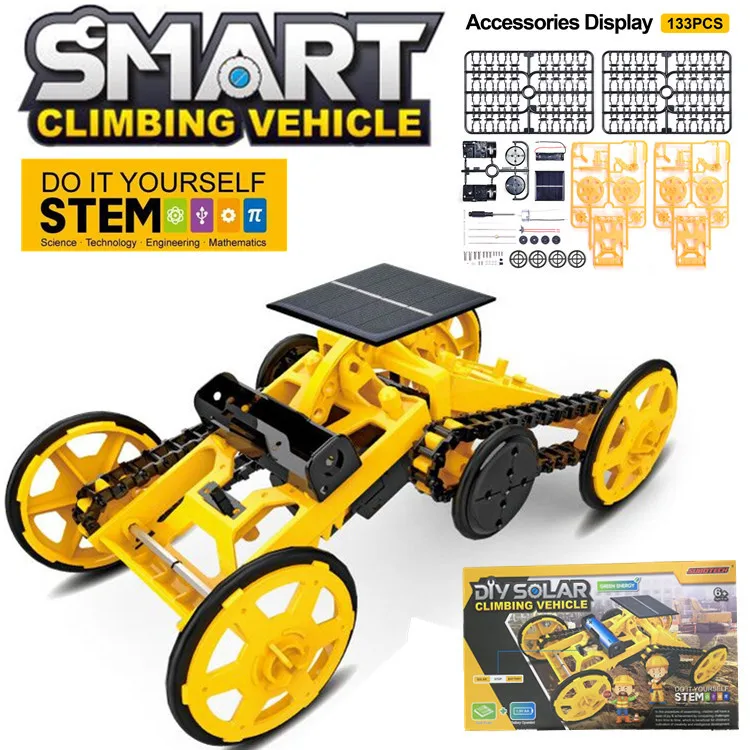 DIY solar robot all-wheel-drive climbing car stem toys educational solar powered toys for kids