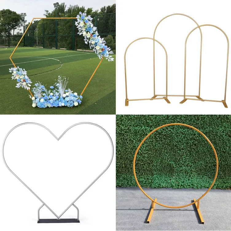 Other Wedding Flower Arch Backdrop Stand Metal Party Decorations Balloons Supplies Hexagon Flower Decor Background Outdoor