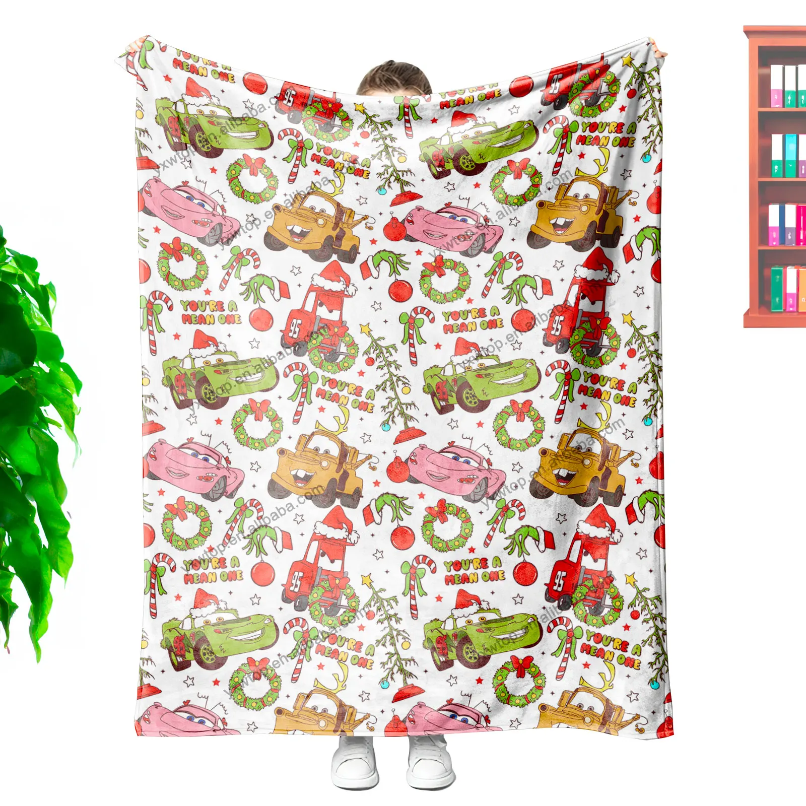 Top selling custom Merry Christmas cartoon movie Lightning Retro Funny Car character kids Soft Warm Sofa Bed Winter blanket