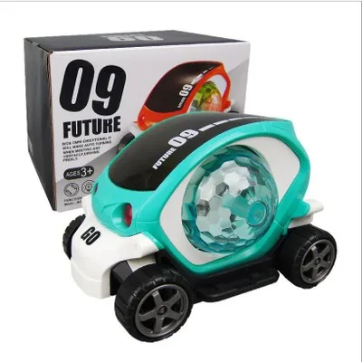 Newest B/O 3D light rotating colorful music cartoon traffic vehicle children electric car toy