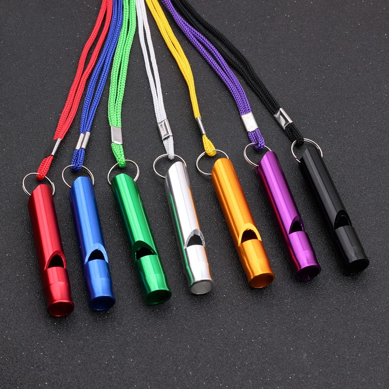 Outdoor Survival Whistle Aluminum Alloy Survival Whistle Referee Whistle With Rope