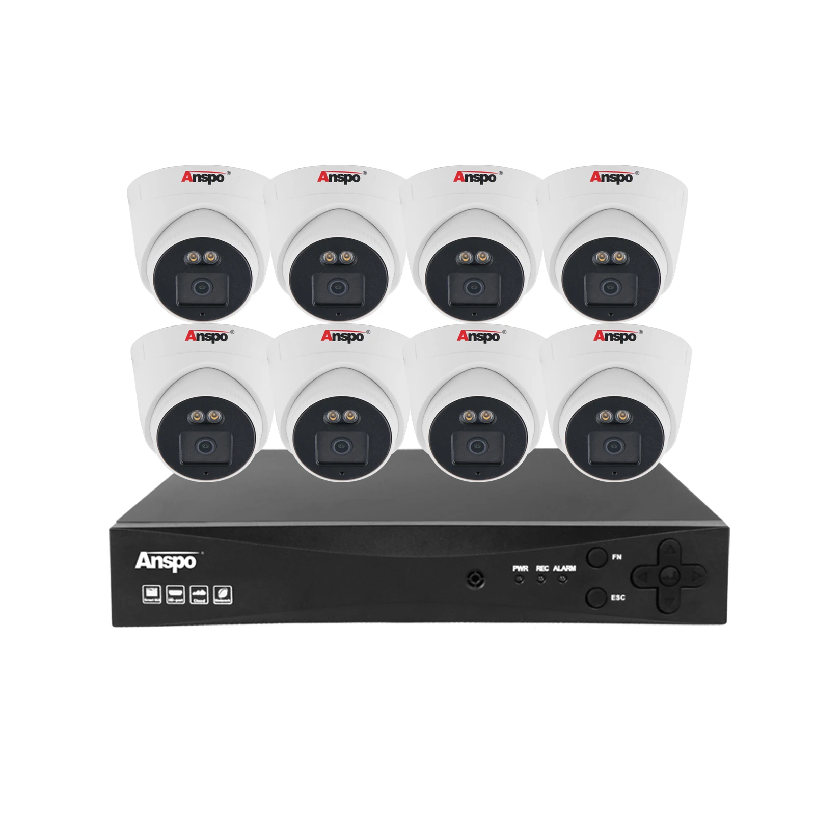 Anspo AHD Dome Camera 5MP 8CH AHD CCTV Security CCTV Camera System HD Wired  Cameras with Full-color Night Vision coaxial audio