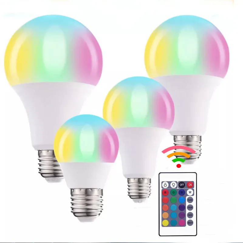Умная Светодиодная лампа с дистанционным управлением Wi-Fi A60 E26 E27 RGB 7 Вт 9 12
