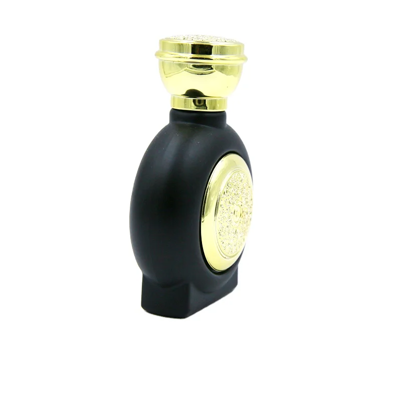 Luxury 50ml Black Empty Perfume Glass Bottle with Gold Spray Cap Pump