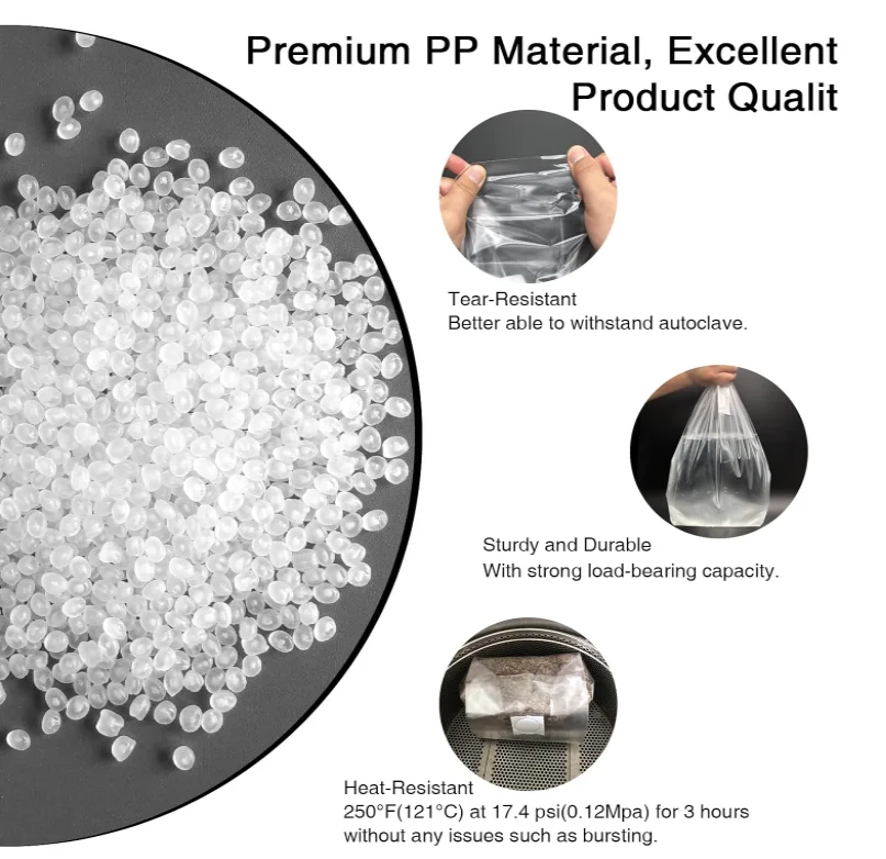 Autoclavable 20*12*50CM 0.2micron filter mushroom grow bags spawn cultivation bags oyster mushroom fruiting bags