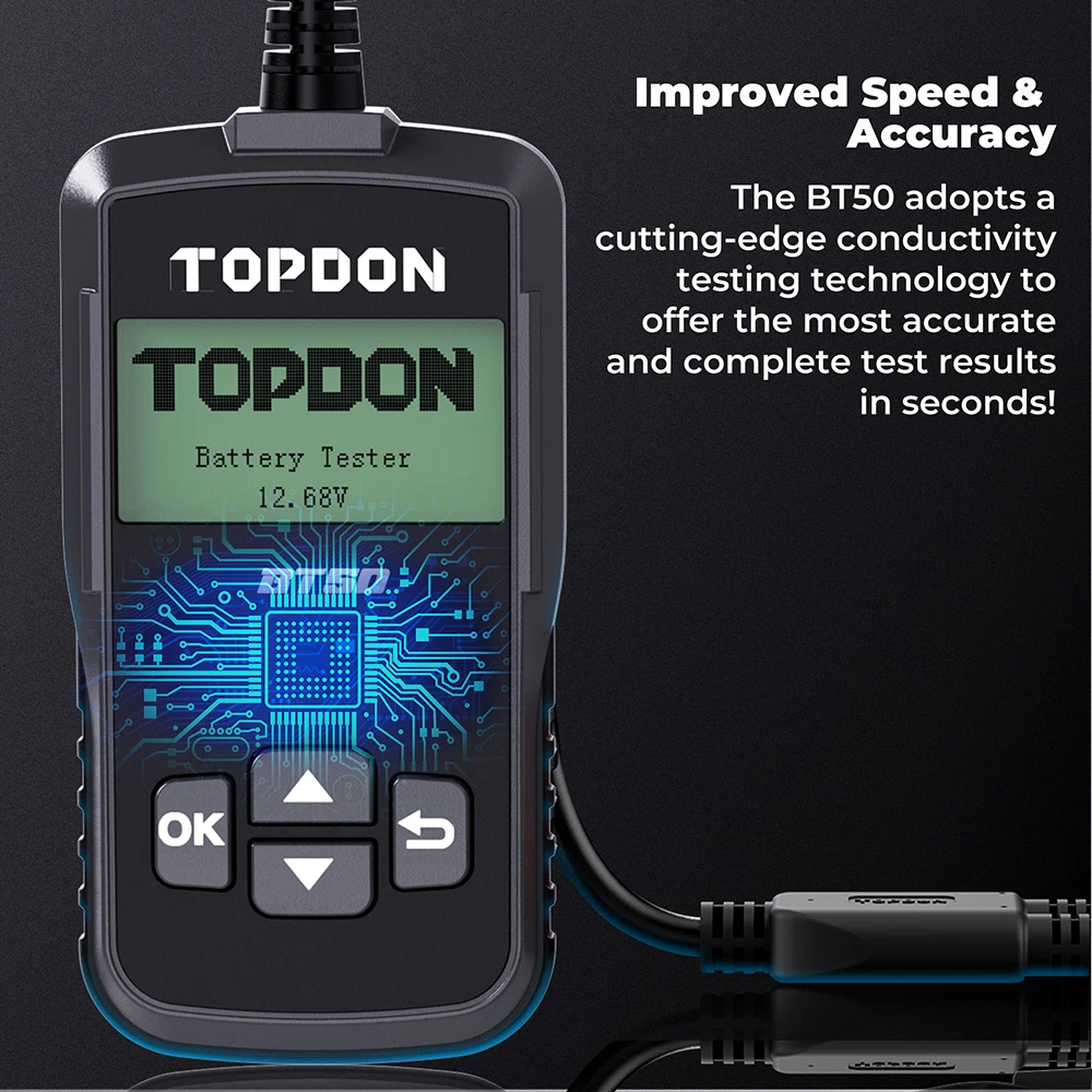 TOPDON BT50 New Arrival 12V 200Ah Car Auto Battery Tester 10A Aa Digital Battery Tester Analyzer For Automobile Bat