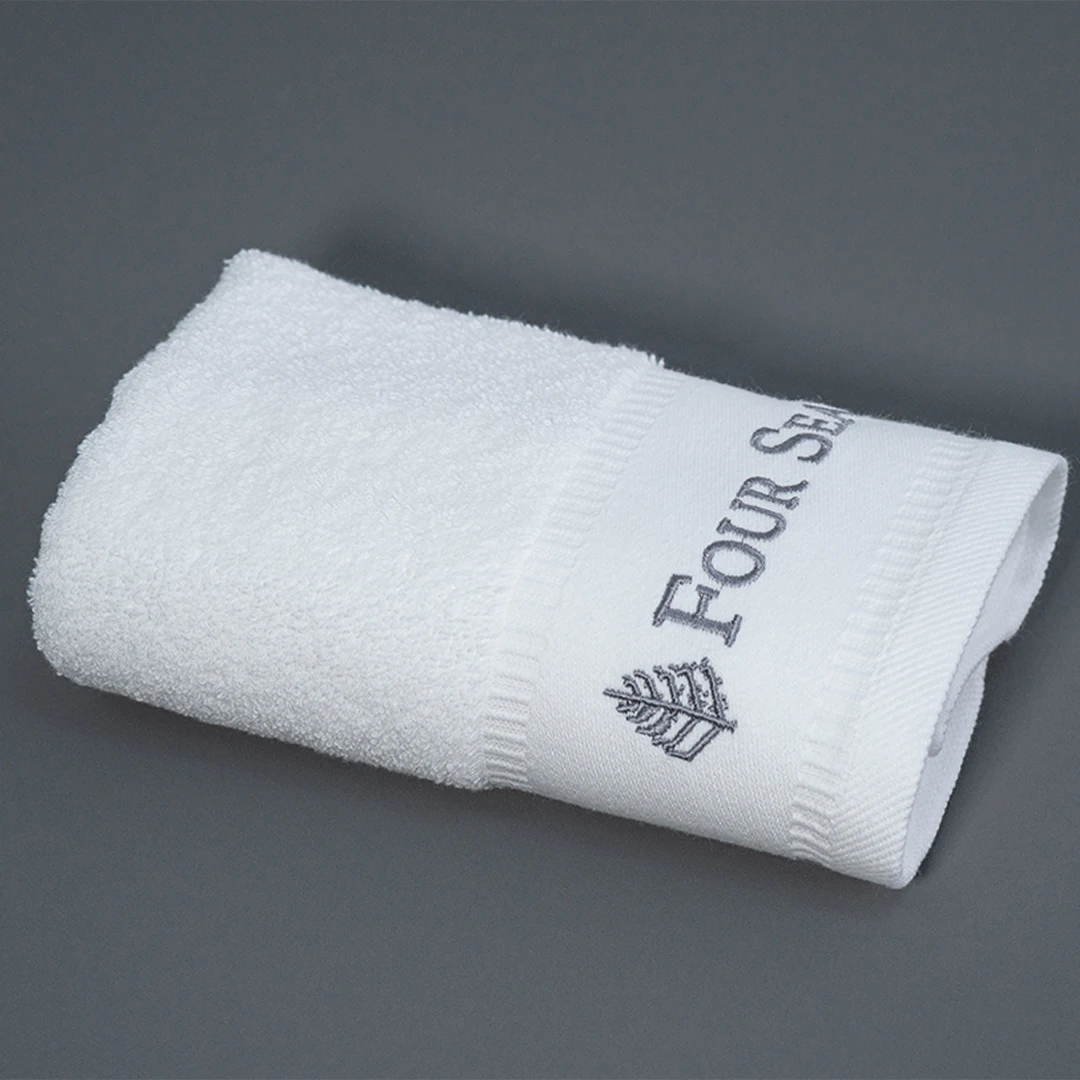 Custom hotel white bathroom bath towel set wholesale cotton hotel hand square towel custom logo