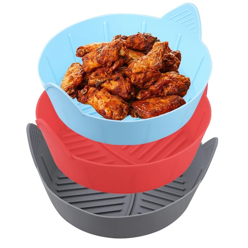 2023 Hot Selling Air Fryer Silicone Pot Reusable Air Fryer Liners Food Safe Reusable Double sided Air Fryer Silicone Pot