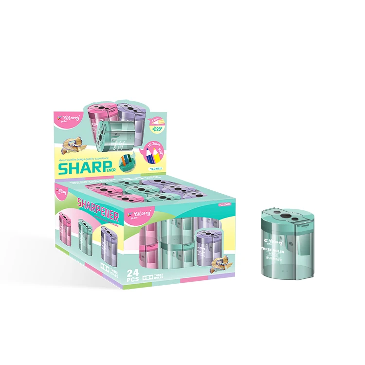 Yalong Wholesale New Type 3 Holes Sharpeners Pencil For Pencil School Stationery Pencil Sharpener For Kids